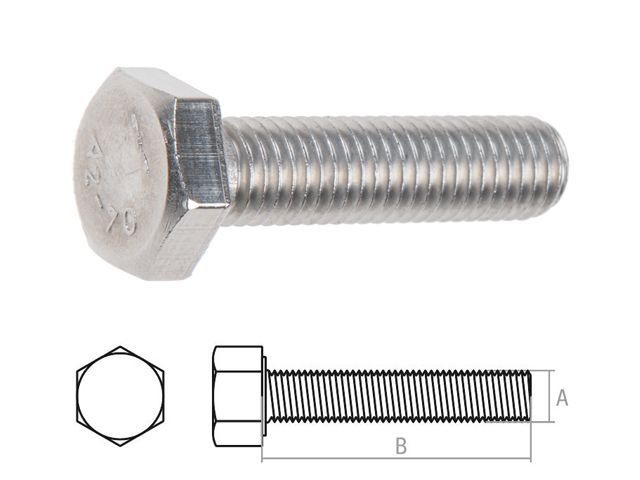 Болт М10х20 шестигр., нерж.сталь (А2), DIN 933 (5 шт в зип-локе) STARFIX