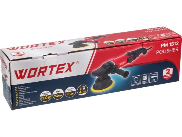 Полировальная машина WORTEX PM 1512 в кор. (1100 Вт, 150 мм, рег.об., конст.эл., эксцентрик, шнур 4 м) 