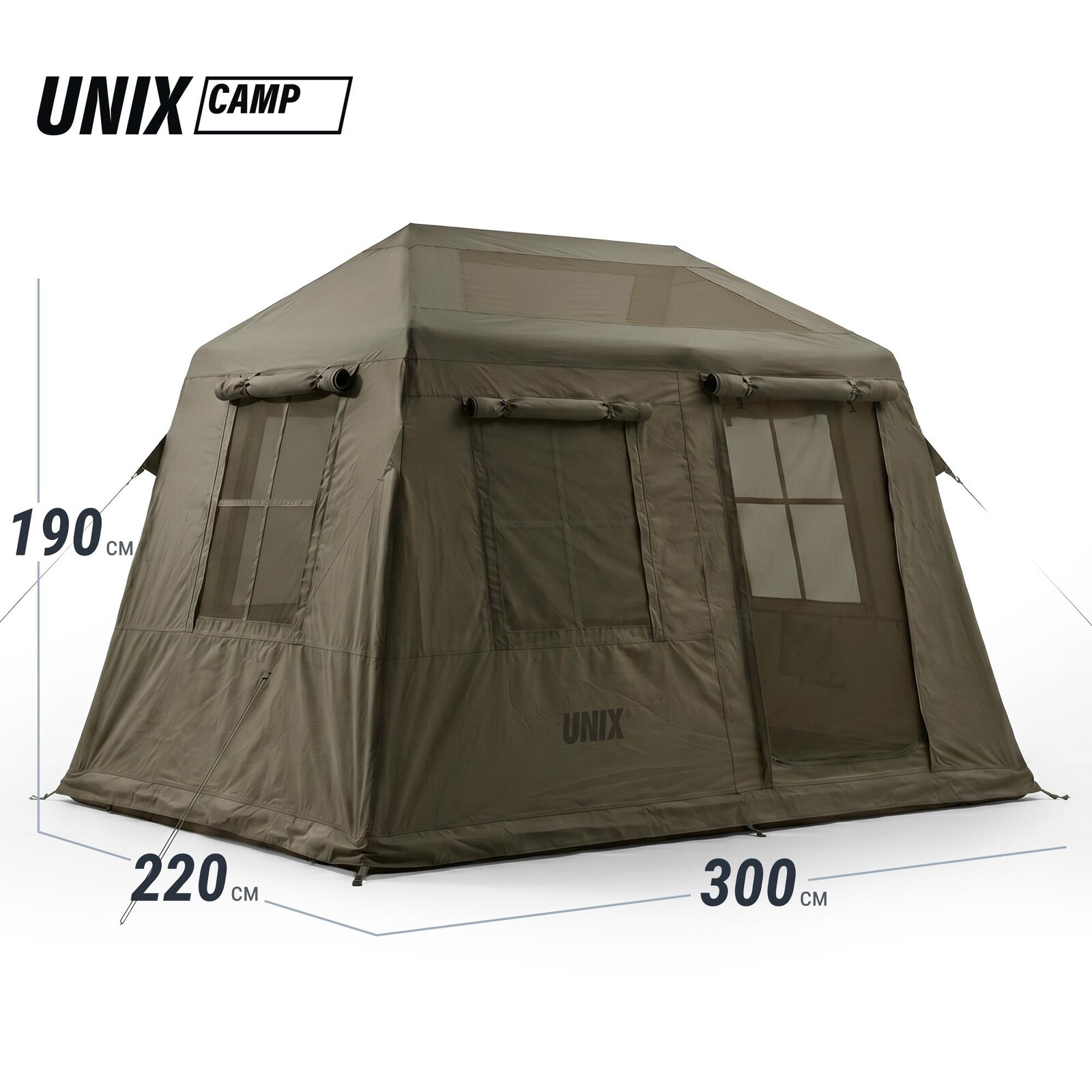 Надувная палатка UNIX Camp Vega 3х2 зеленый (+ навес)