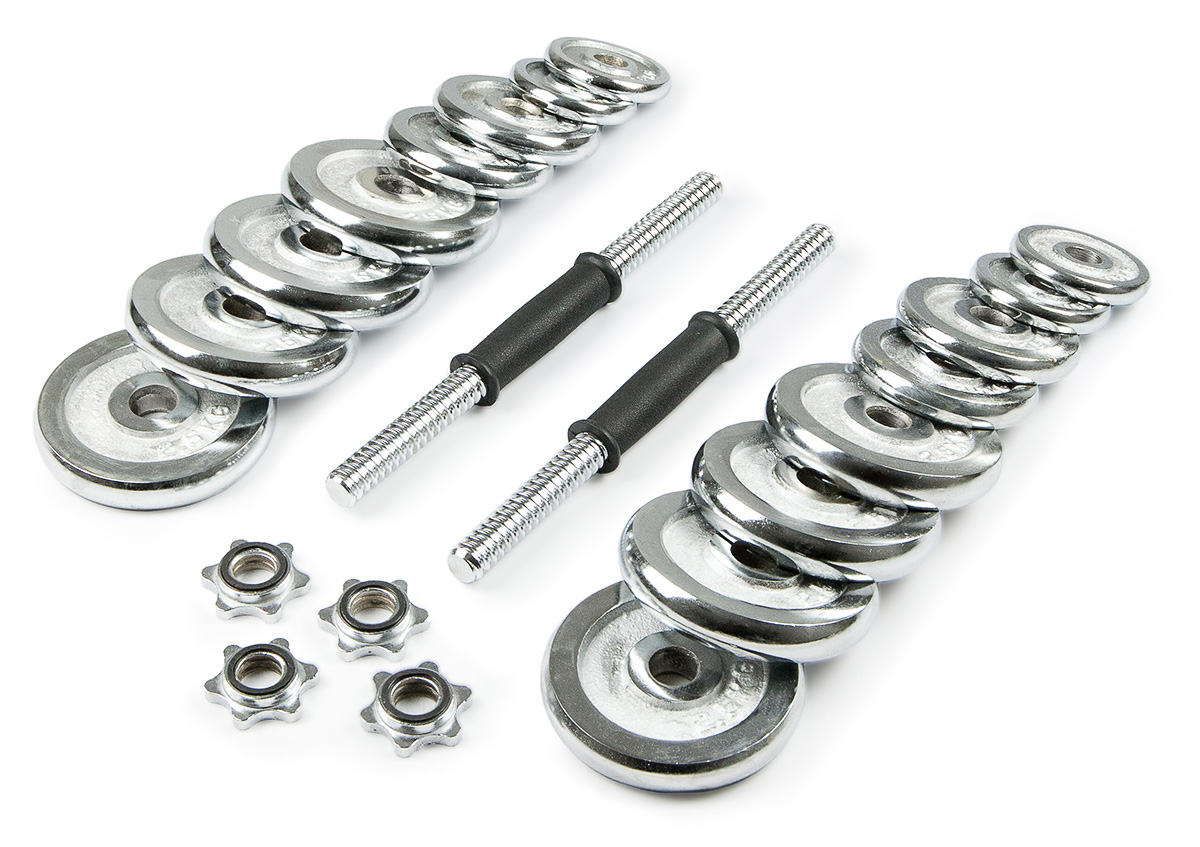 Набор гантелей хромированных AMETIST в чемодане 30 кг