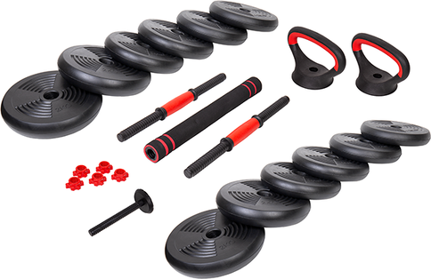 Набор гантелей со штангой и гирями 6 в 1 AMETIST 20 кг