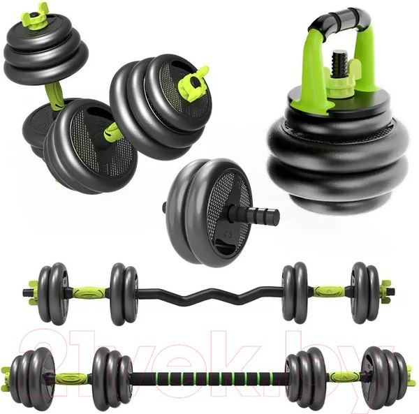 Набор гантелей со штангой и гирями 7 в 1 AMETIST 20 кг