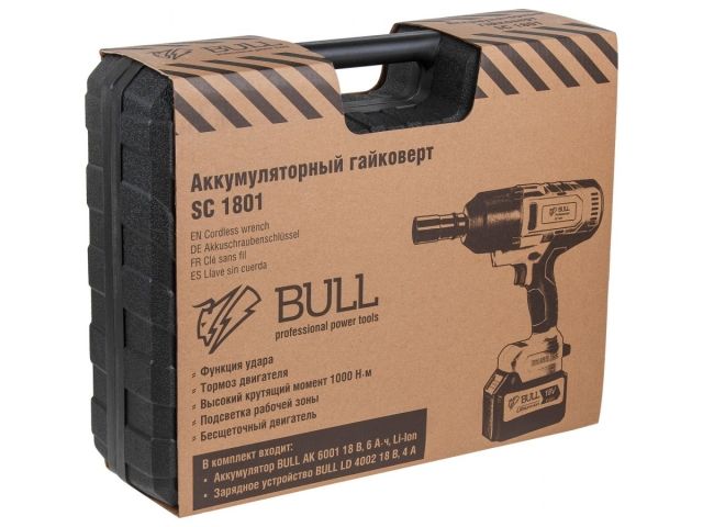 Аккум. ударный гайковерт BULL SC 1801 с кейсом