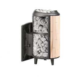 Печь банная Атмосфера L КТТ с комбинированной облицовкой Окаменевшее дерево наборное