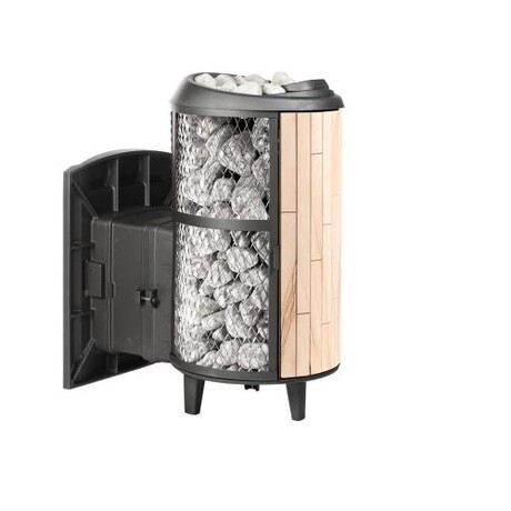 Печь банная Атмосфера L с комбинированной облицовкой Окаменевшее дерево наборное