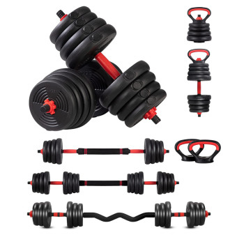 Набор гантелей со штангой и гирями 7 в 1 AMETIST 30 кг