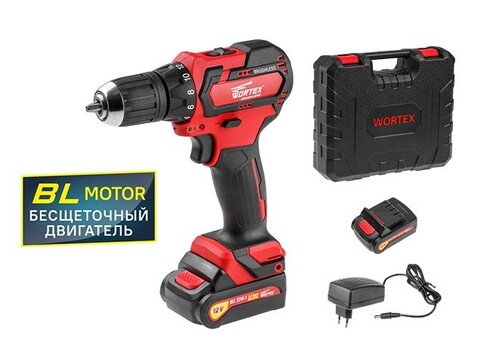 Аккум. дрель-шуруповерт WORTEX BD 1215-1 DLi в чем. (12.0 В, 2 акк., 1.5 А/ч Li-Ion, БЕСЩЁТ., 2 скор., 35 Нм, шурупы до 8 мм)