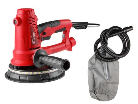 Шлифмашина для стен и потолков WORTEX DG 1875 в кор. 750 Вт, 180 мм, LED, 1500-2700 об/мин (Регул. об., не требуется пылесос, 2.4 кг)