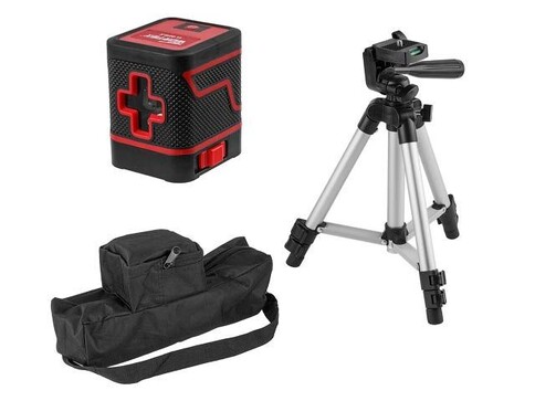 Нивелир лазерный Wortex LL 0210 X со штативом в кор. 2х110°, до 15 м, +/- 0.3 мм/м, зеленый (резьба 1/4", штатив 65 см в комплекте)