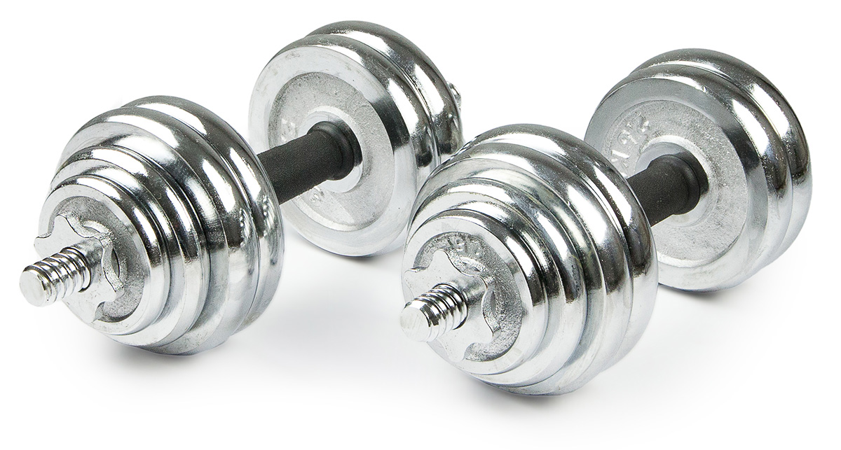 Набор гантелей хромированных AMETIST в чемодане 30 кг