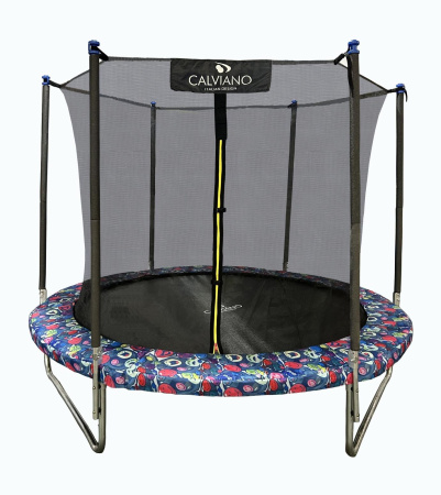 Батут пружинный с внутренней сеткой Calviano smile 252 см-8FT INSIDE складной