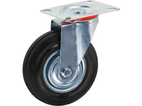 Опора колёсная d-100мм на площадке без фиксатора, резиновая STARFIX