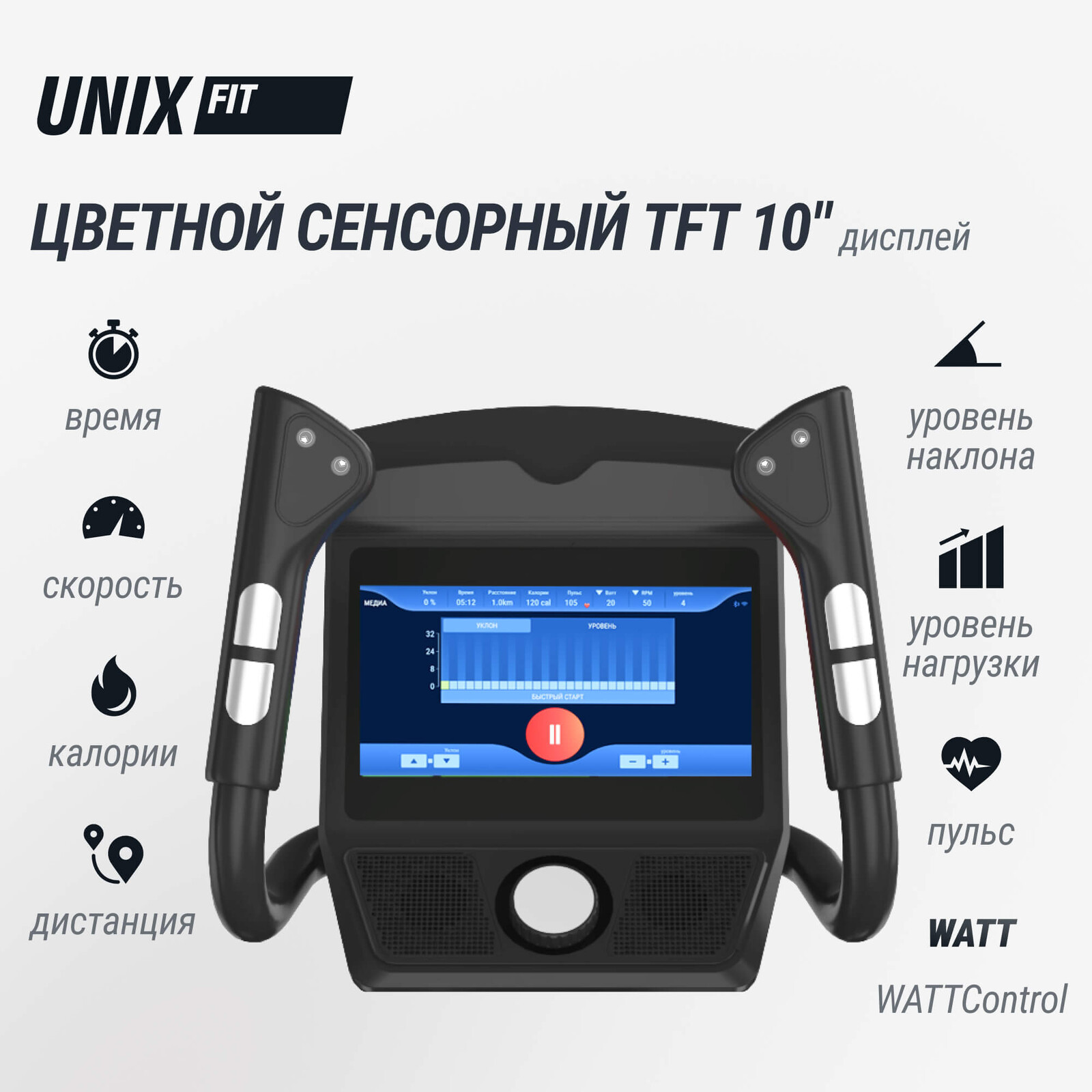 Эллиптический тренажер UNIX Fit E-1100 (10,1