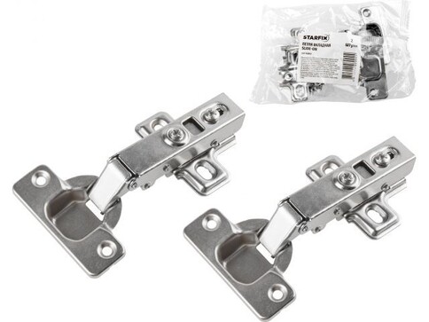 Петля накладная с доводчиком Clip-on, мягкий ход, площадка с евровинтом STARFIX