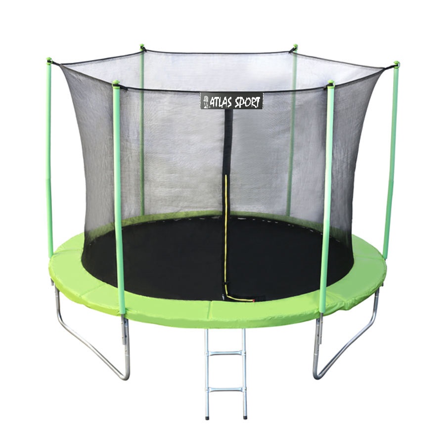 Батут Atlas Sport 374 см (12ft) с внутренней сеткой и лестницей GREEN