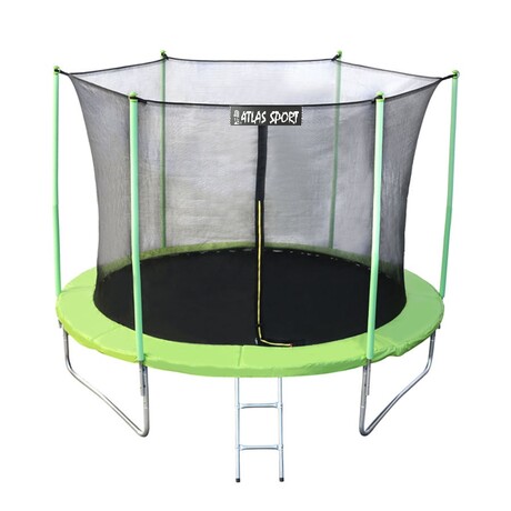 Батут Atlas Sport 374 см (12ft) с внутренней сеткой и лестницей GREEN