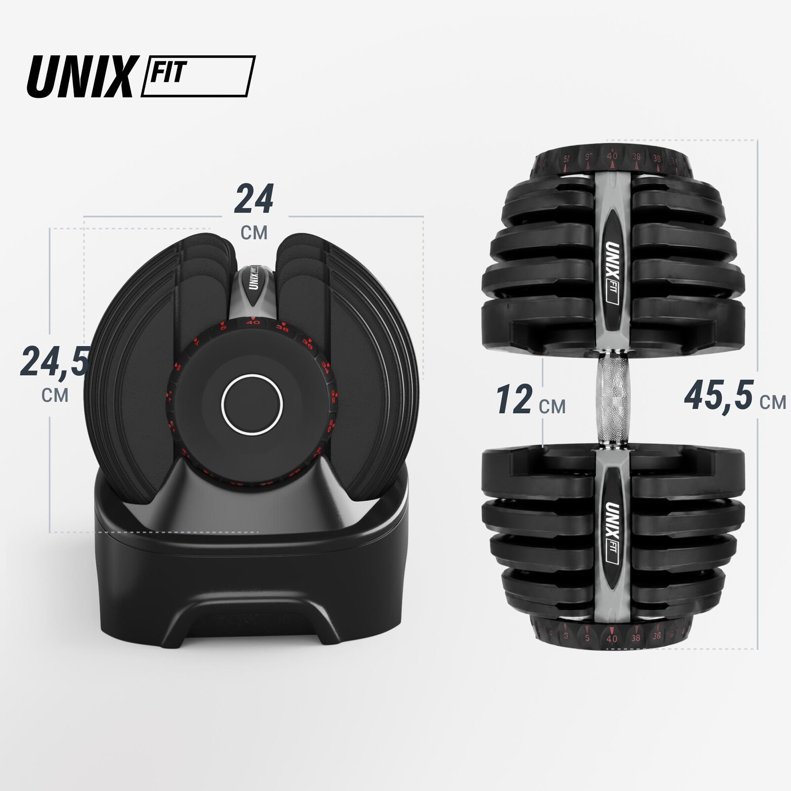 Гантель со ступенчатой регулировкой UNIX Fit 40 кг