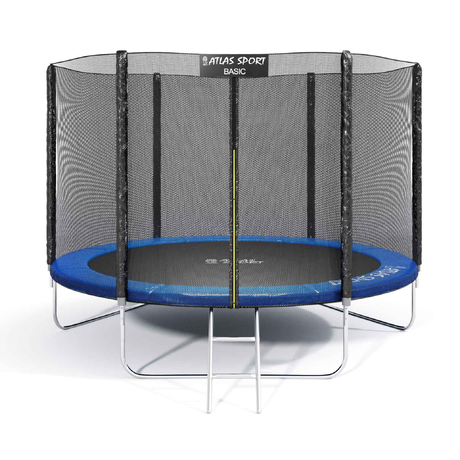 Батут Atlas Sport 312см - 10ft BASIC (3 ноги) с внешней сеткой и лестницей BLUE