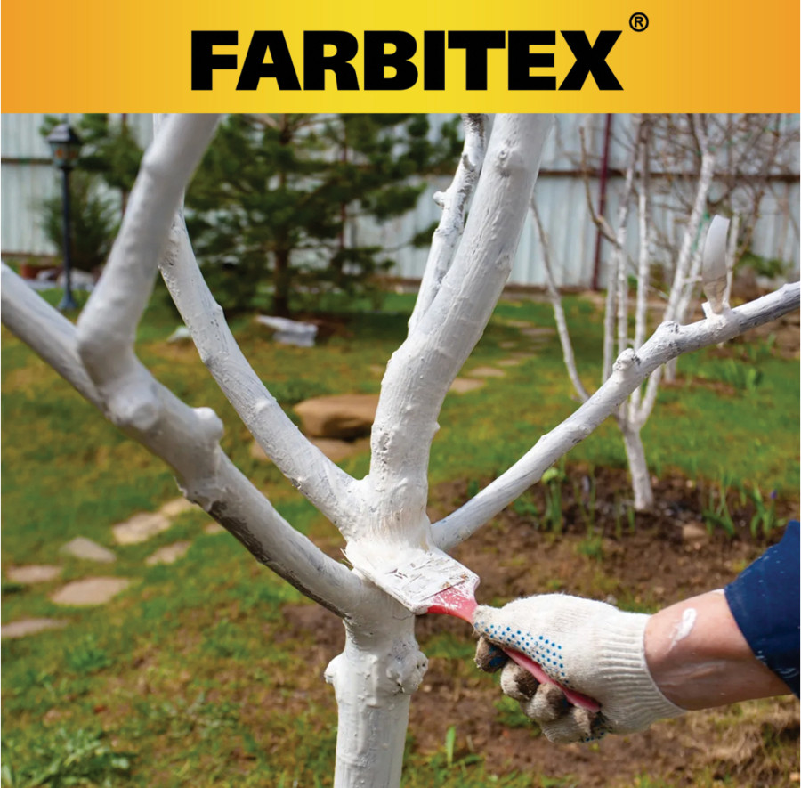 Краска акриловая FARBITEX для побелки садовых деревьев белая 1,2 кг