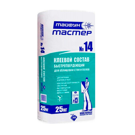 Клей для плитки для плитки быстротвердеющий Тайфун Мастер №14 25 кг