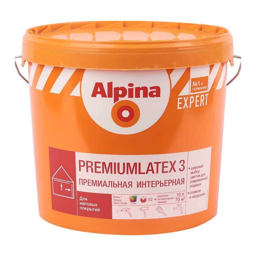 Краска Alpina EXPERT Premiumlatex 3 База 3 прозрачная 9,4 л
