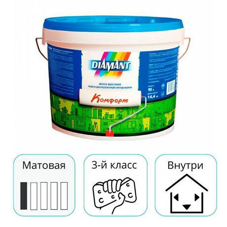 Краска акриловая Диамант Комфорт белая 2,5 л
