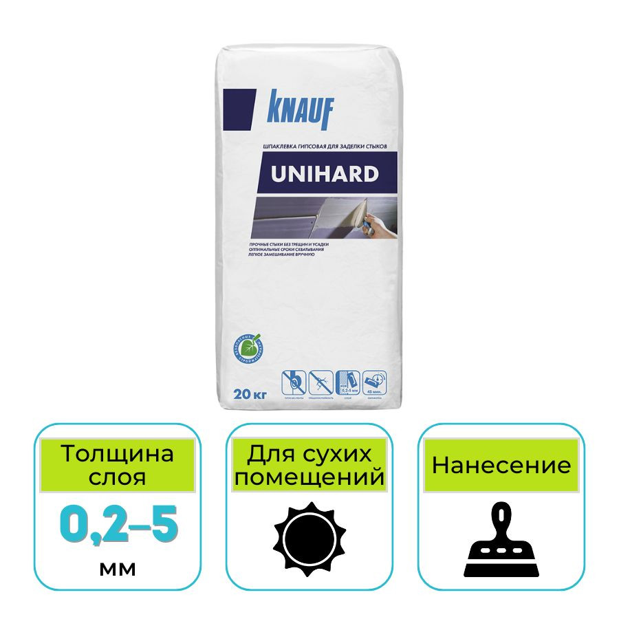 Шпатлевка гипсовая высокопрочная Кнауф Унихард 20 кг