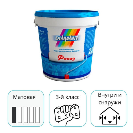 Краска Диамант Фасад белая 0,9 л