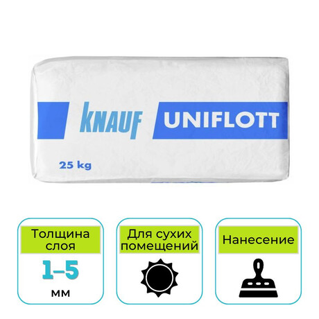 Шпатлевка гипсовая высокопрочная Кнауф Унифлот 25 кг