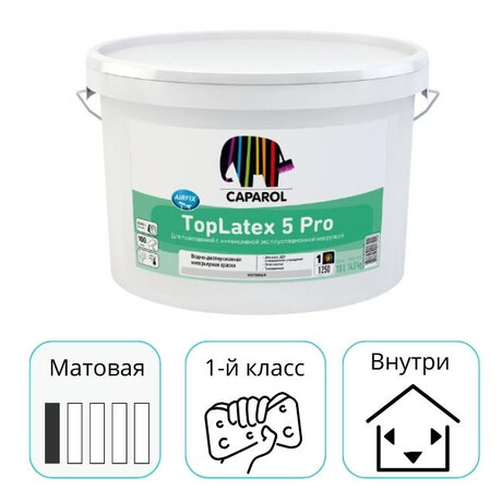 Краска Caparol TopLatex 5 Pro База 1 белая 2,5 л