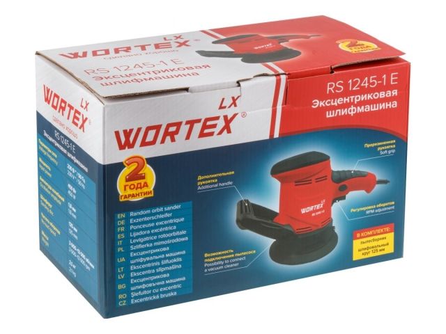 Эксцентриковая шлифмашина WORTEX LX RS 1245-1 E в кор. 450 Вт, 125 мм, 3000-13000 об/мин (Амплитуда колебаний, мм: 1,8) 